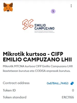 Metamask walletean gordetako zertifikazio digitala